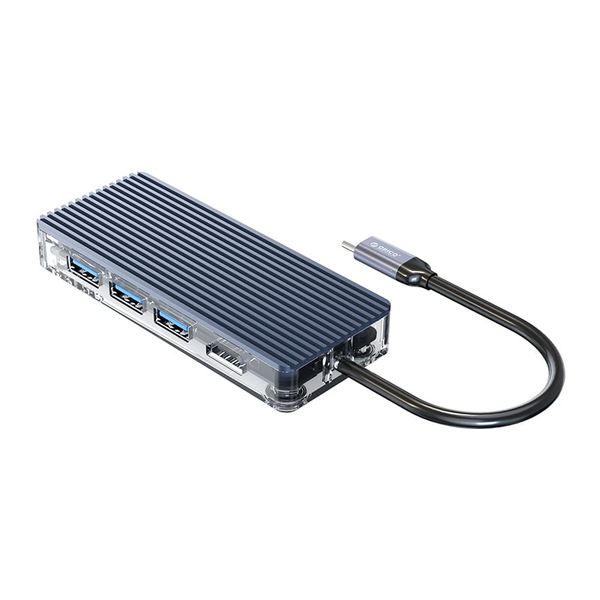 Orico 8-in-1 Transparent Type-C Hub with 4K HDMI, PD, and Gigabit LAN