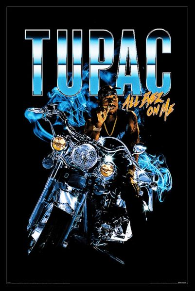 Tupac Shakur (All Eyez Motorcycle) Poster with Black Frame