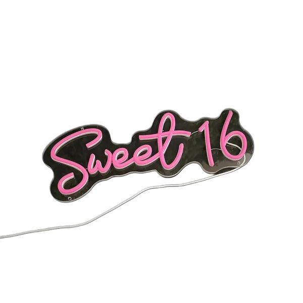 Sweet 16 Pink Neon LED light for Birthday party wall decor girls USB