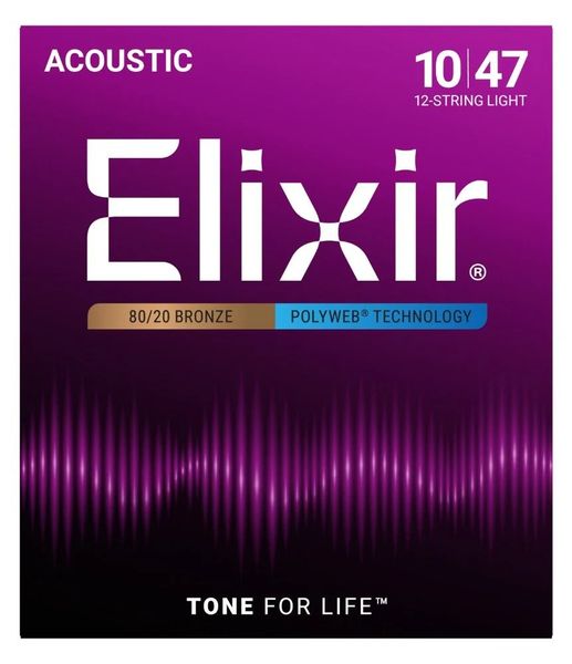 Elixir Polyweb 12-String 10-47 Acoustic Guitar Strings