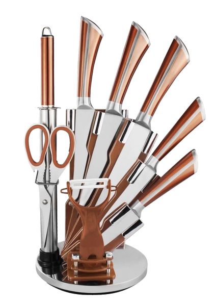 9 Piece - Stainless Steel Kitchen Knife, Scissors Set &amp; Acrylic Stand