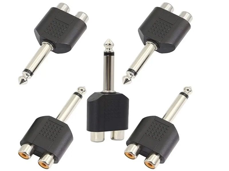 Zatech 6.5mm DC Male to 2 RCA Female Jack Adapter - PACK OF 5