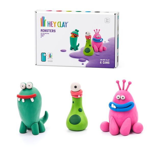 Hey Clay: Modelling Air-Dry Clay with Fun Interactive App - Monsters, 6 can