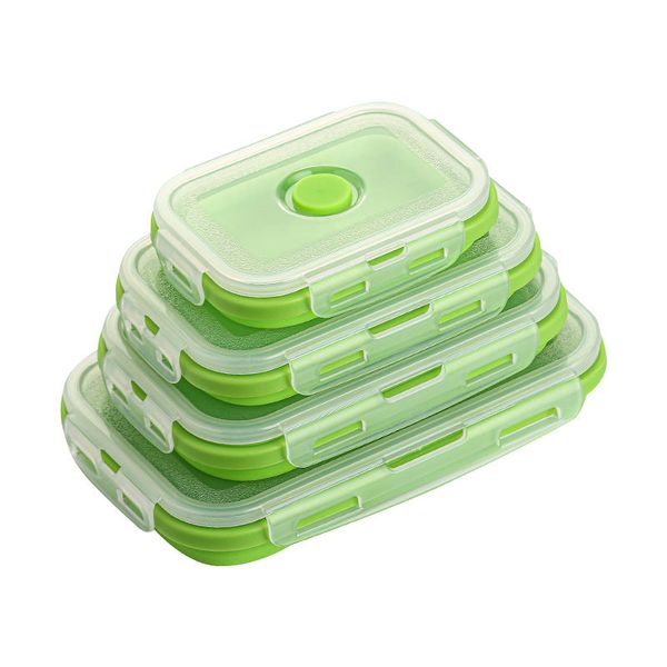 Pract Pack - Set of 4 Folding Silicone Lunch Box Food Storage Containers