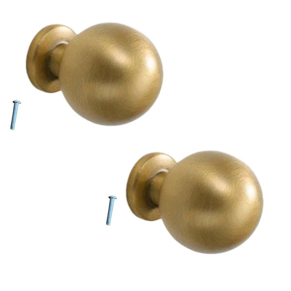 2 Pack Vintage Antique Brass Sphere Knobs Single Hole Kitchen Drawer