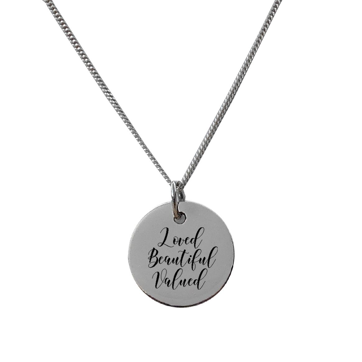 Loved Beautiful Valued Sterling Silver Necklace with Chain Shop Today