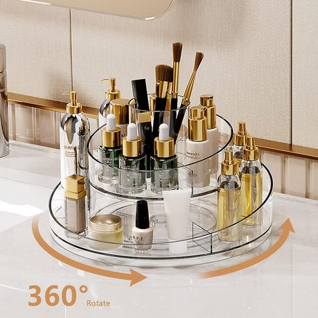 Double Layer 360 Rotatable Makeup Organizer Skincare Cosmetic