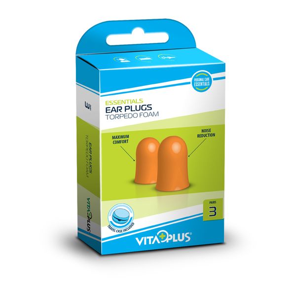 2 Boxes of 3 Pairs of VitaPlus Torpedo Foam Ear Plugs