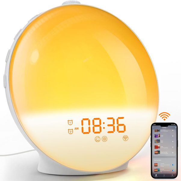 Sunrise Alarm Clock with Wake Light, Dual Alarm, Sleep Music, FM Radio