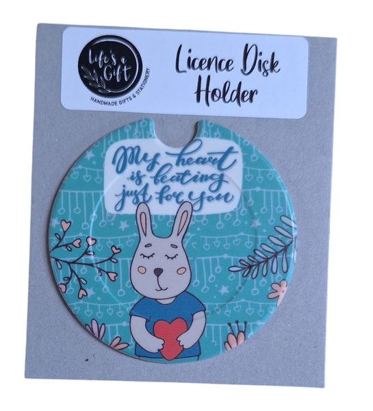 Licence Disk Holder - My Heart is Beating Just for You with Bunny