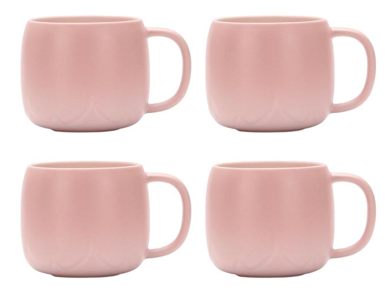 4 Piece Ceramic Mug Pink