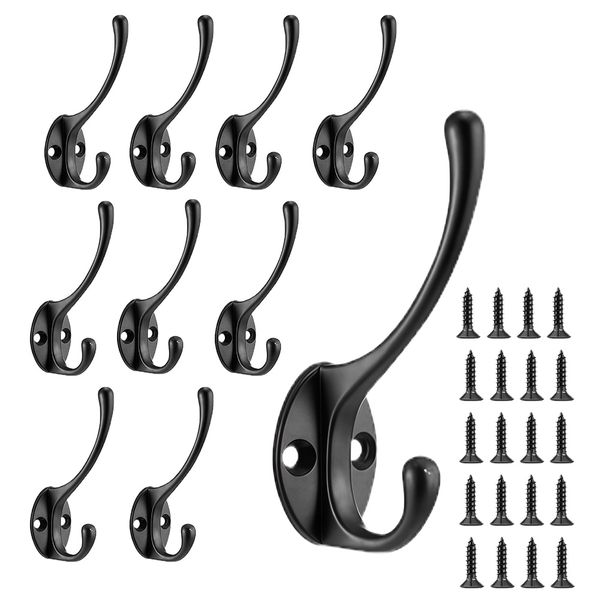 Wall Hooks,10 Piece Coat Hooks Hardware Towel Hooks for Hanging