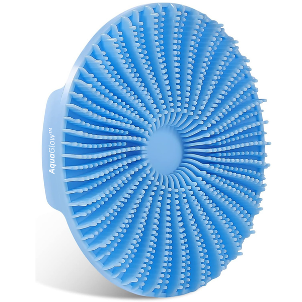 AquaGlow Shower and Bath Brush - Body Scrubber/Exfoliator/Massager - Blue