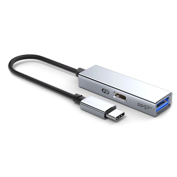 Usb 3 2 Type-C Hub 5Gbps 60W Pd Charging Otg Adapter Gray
