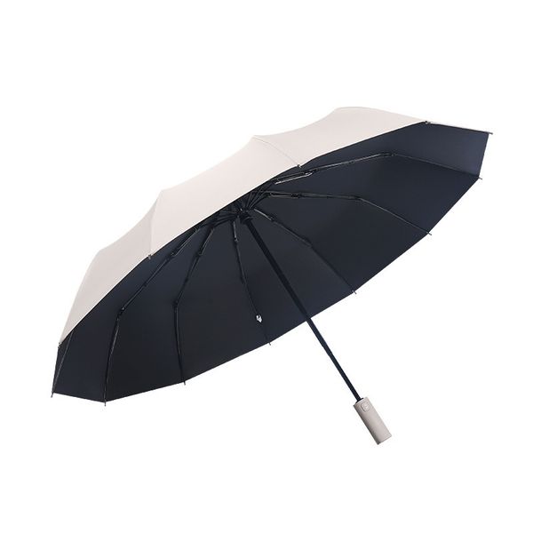 Automatic Folding Umbrella - Beige &amp; Black Dual-Tone - 1 Piece