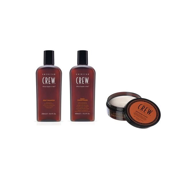 American Crew Grey Shampoo+Daily Conditioner 250ml+ Defining Paste 85g