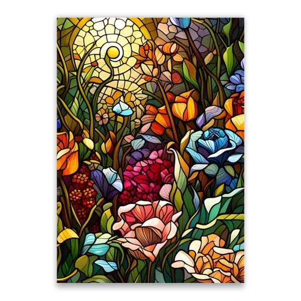 Flowers Stained Glass Poster - A1