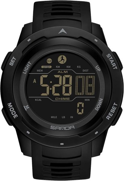 Sanda Men's Digital Watch Waterproof Pedometer Sports Watch