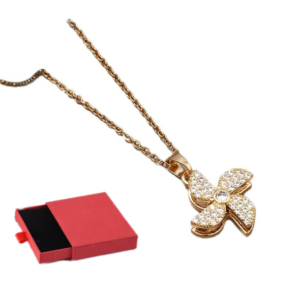 Stainless Steel Spinning Windmill Pendant Necklace