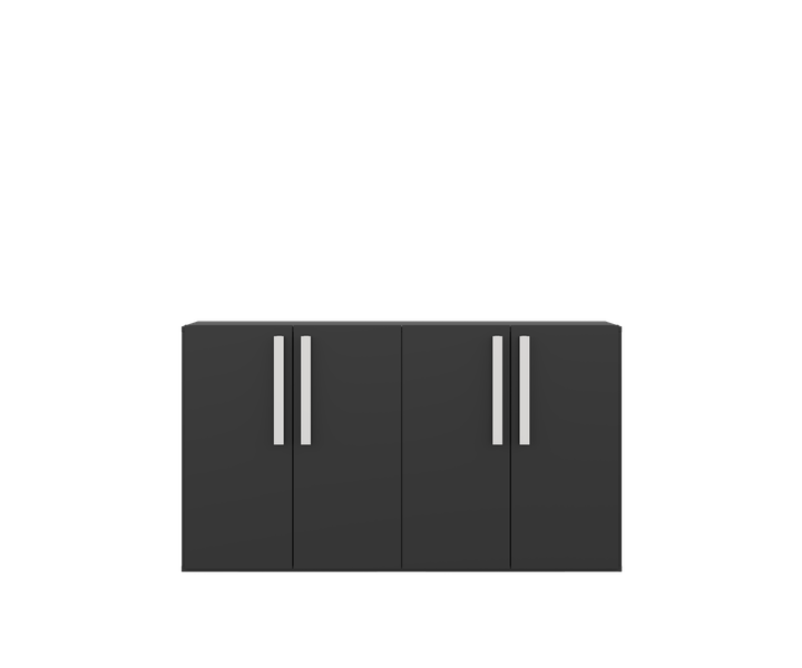 4 Door Server / Sideboard / Storage Cabinet Unit - Black Modern Design