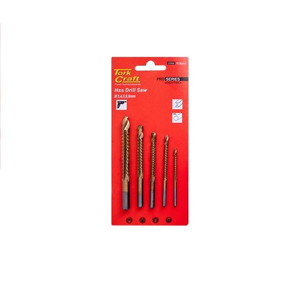 Tork Craft - Drill Saw Set Titanuim Coated 3-4-5-6-8 - 4 Pack
