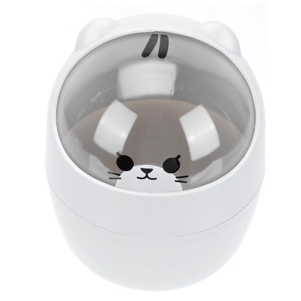 Mini Desktop Trash Can with Lid, Cartoon Plastic Wastebasket for Office