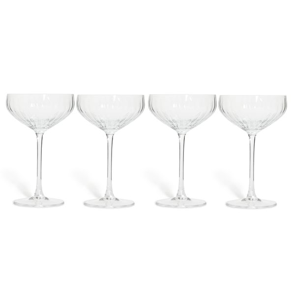 George &amp; Mason - Striata 4-pack Crystal Coupe Martini Glasses - 330ml