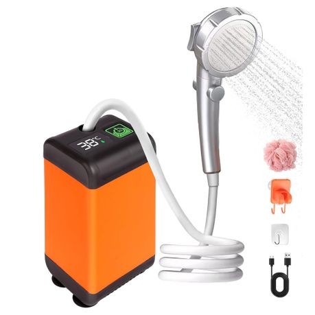 Portable Camping Shower with Pump 6000mAh Temperature Display Beach Travel Image