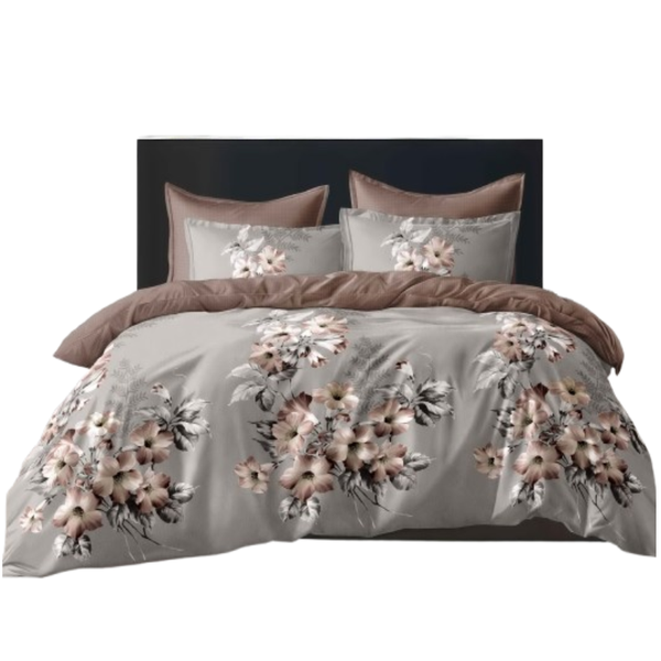 Linen Boutique - Duvet Cover Set Reversible- GreyBouquets