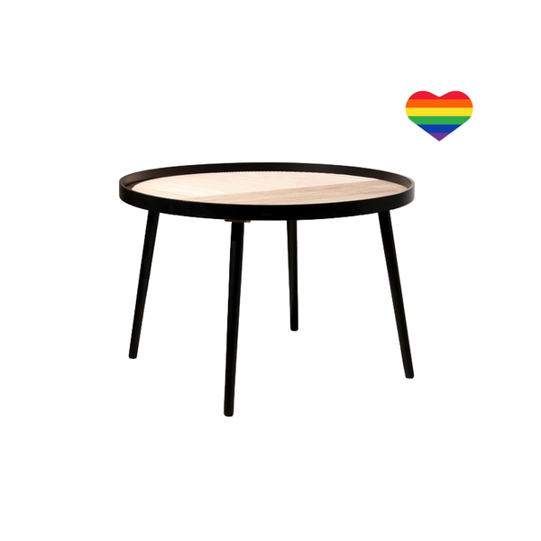Round Coffee Table with a Heart Sticker