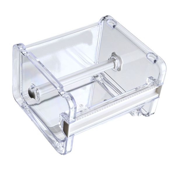 Mini Multipurpose Plastic Tape Holder Cutter Organizer for Office Desk