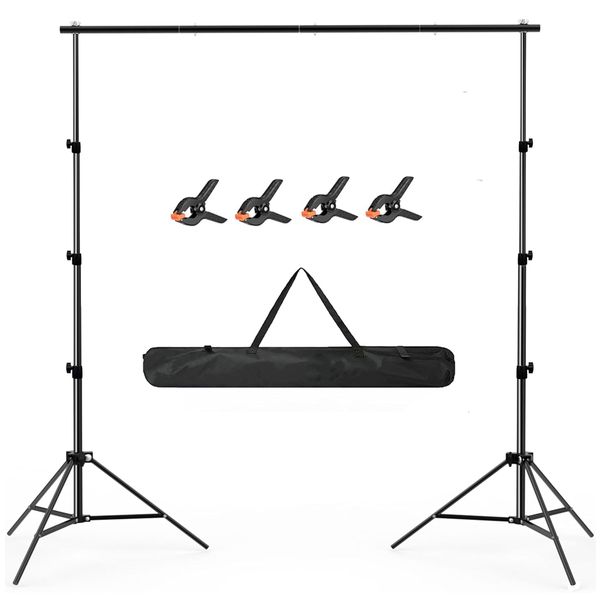 2.6 x 3m Backdrop Stand Kit Adjustable with Clamps for Photography Party