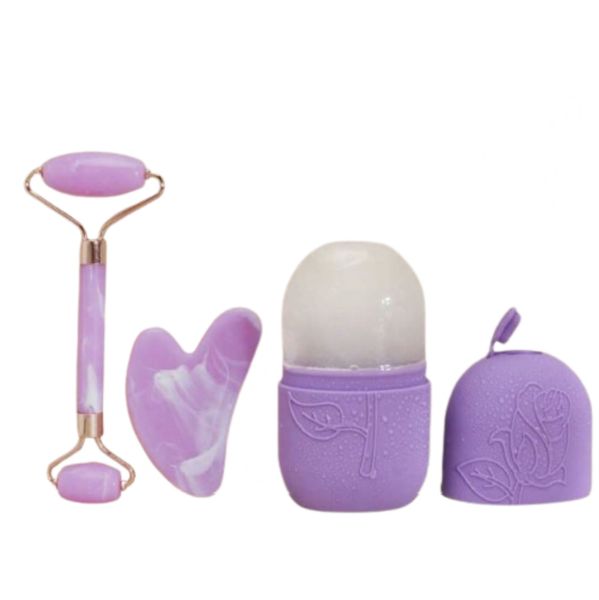 3 Pieces Gua Sha Facial Set Roller Ice Pack Beauty Massage Kit