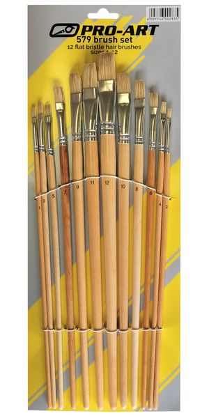Pro-Art 579 Series 12 Pc Flat Bristle Brush Set