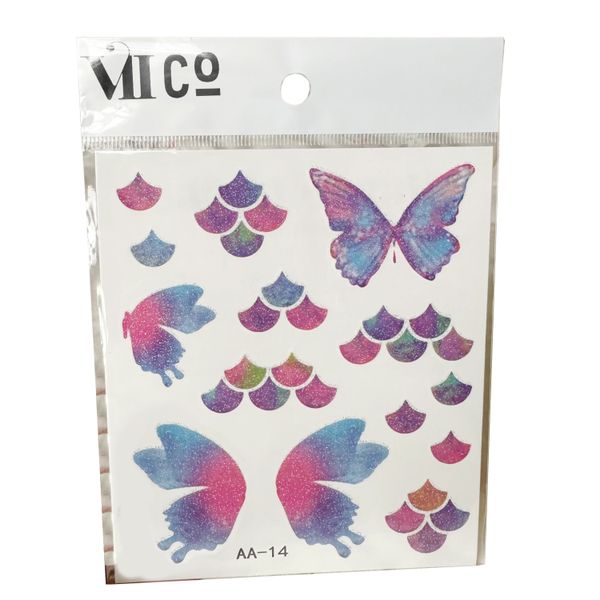 2 Packs Butterfly Tattoo Sticker Gradient Temporary Tattoo Sticker