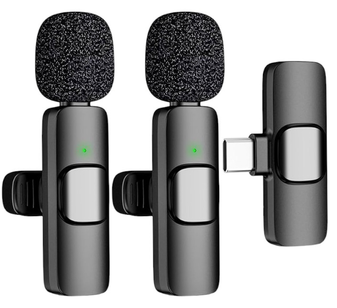 Wireless Collar Clip-On Dual Microphone Compatible with Type C Devices