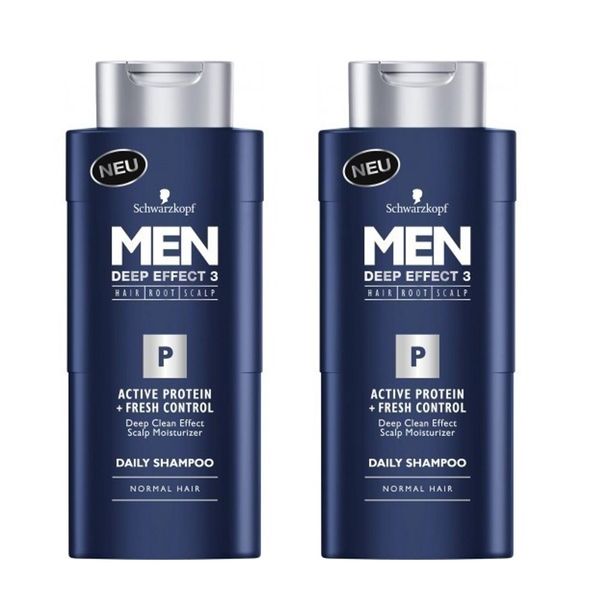 Schwarzkopf Men Deep Effect 3 Active Protein Plus Control Shampoo - (2x250ml)