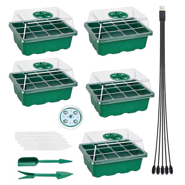 Garden Novice Seedling Growth Starter Kit With Grow Lights Jumbo Set of 18