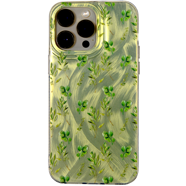 Hard Solid - Phone Case with Greeny Background Leaves - Iphone 14 Pro Max
