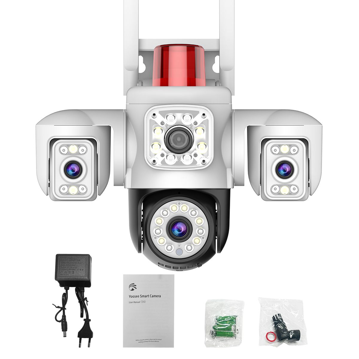 6MP HD Smart Triple-Camera WiFi Camera+IP66+true triple-view display