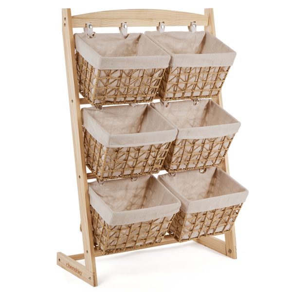 Chenshia Dual Rope Woven Room Storage Basket Handmade Kitchen Storage Rack
