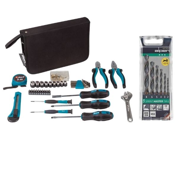 Bort - DIY Hand Tool Set (39 Piece) & Alpen Sprint Mast Drill Bits(6 Piece)