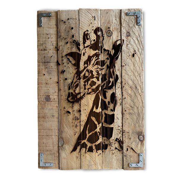 Unique Wall Art - Reclaimed Plywood Engraved With Wild Dog