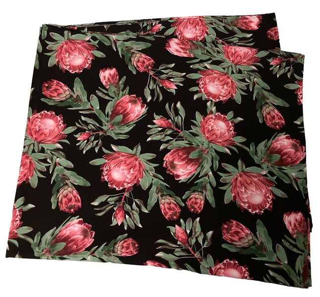 Table Cloth - Protea on Black