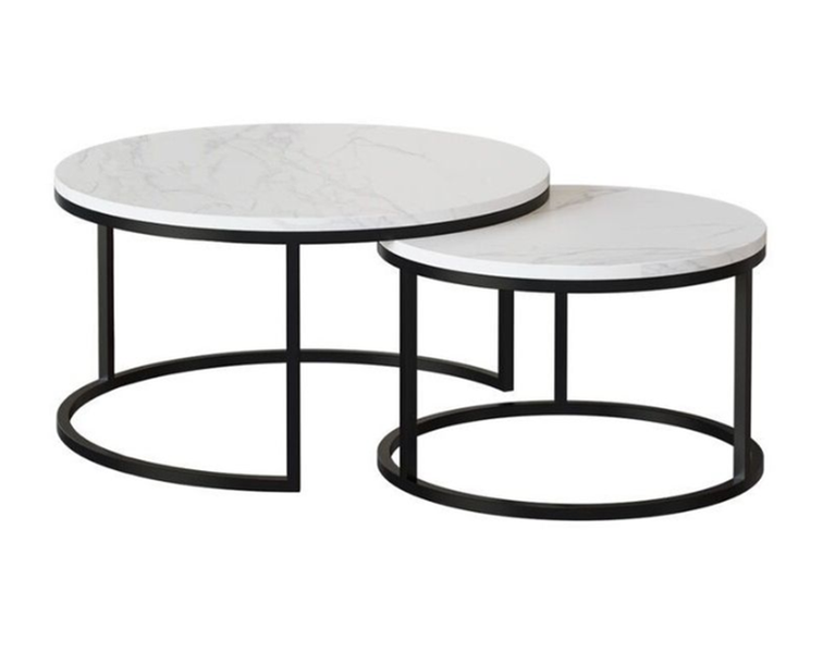 Furnny Nesting Coffee Table Round End Table Stacking Side Tables - Set of 2