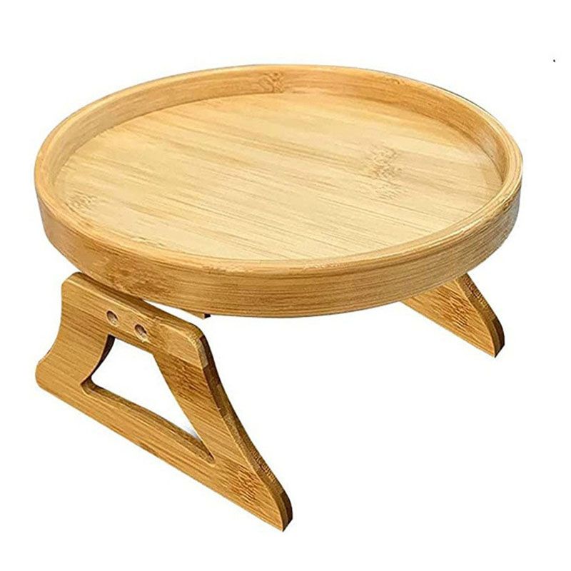 Simple Wooden Sofa Snack Tray In Home Living Room