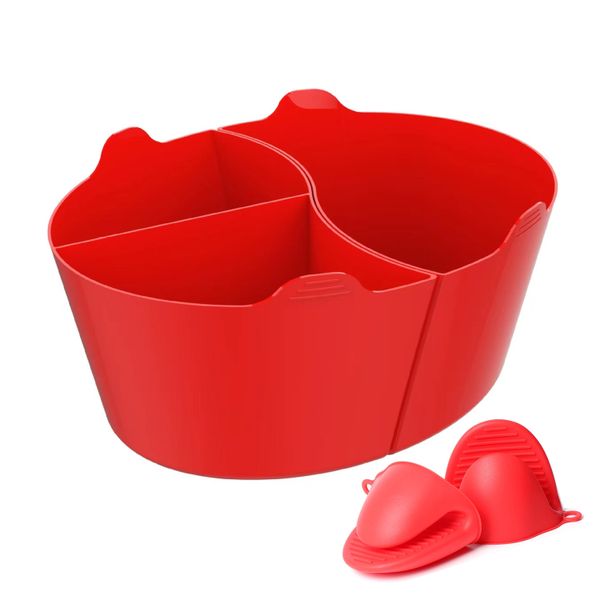 4 Pieces Silicone Slow Cooker Saucepan Divider Liner Pot &amp; Gloves- Large Size