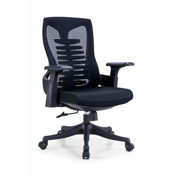 Designer Black Mesh Sled Base Side Reception Chair