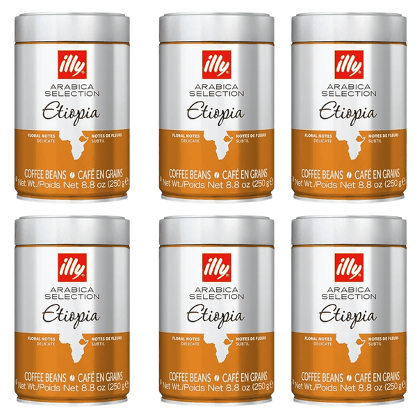 illy Ethiopia Whole Bean Coffee 100% Arabica Medium Roast 6 x 250g