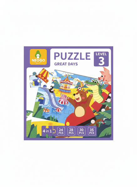 Neogo Great Days 4-in1 Puzzle Set 24, 28, 30 &amp; 35 Piece Educational Puzzles